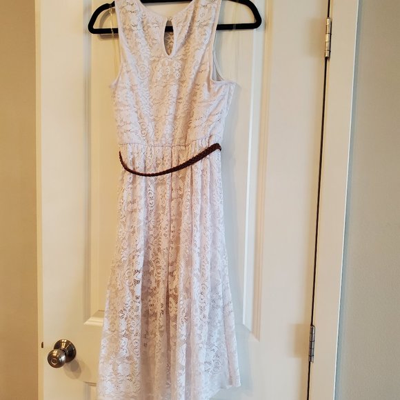 Lily Rose High-Low White Lace Dress - Juniors Medium - Picture 12 of 17